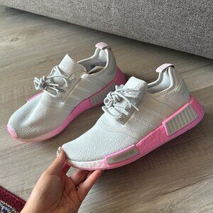 Adidas NMD_R1 White and Pink Sneakers